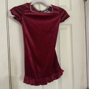 Red sparkle dress silver with ruffles velvet